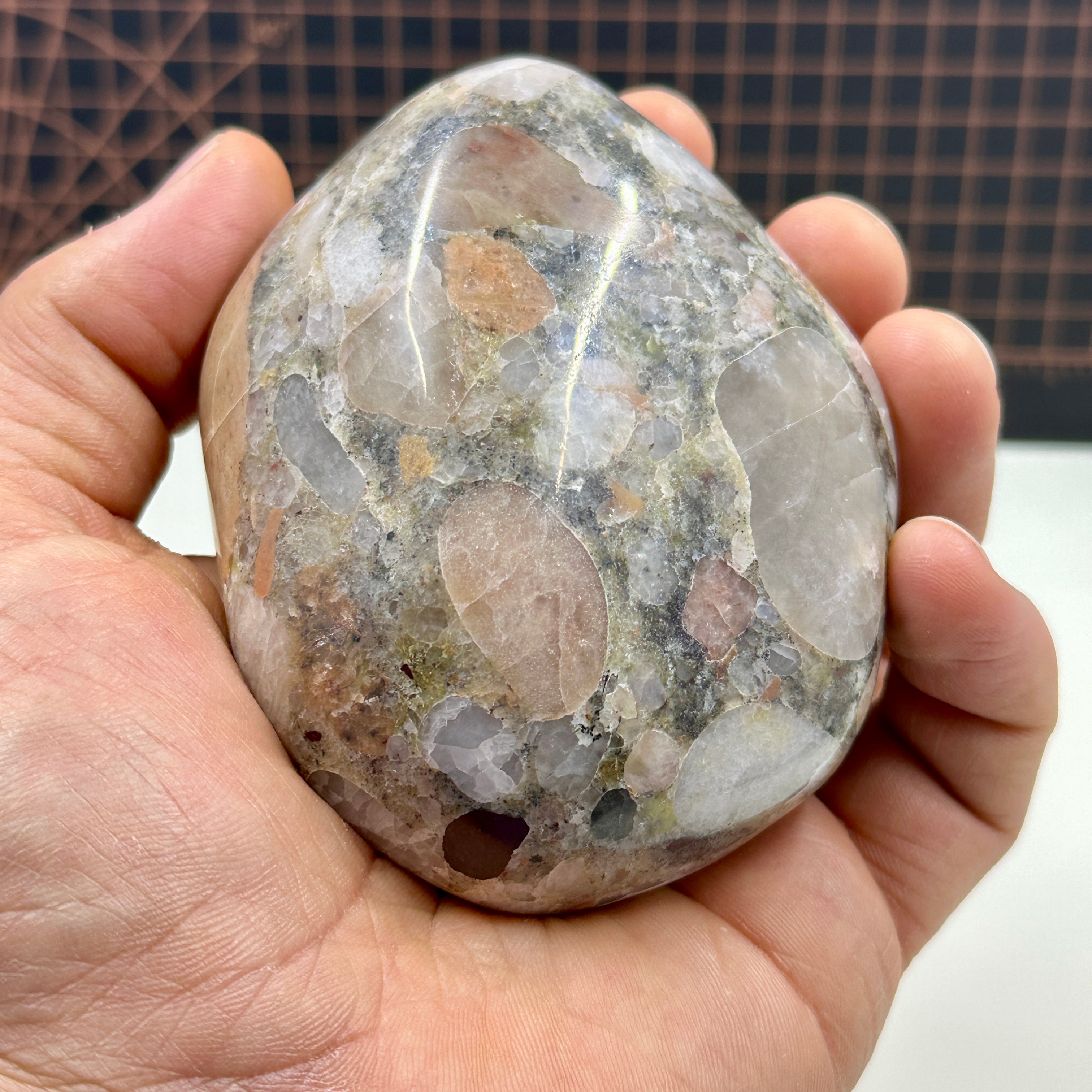 Rare Polished Michigan Pudding Stone - Hematite & Epidote Quartzite Matrix with Feldspar Inclusion 038