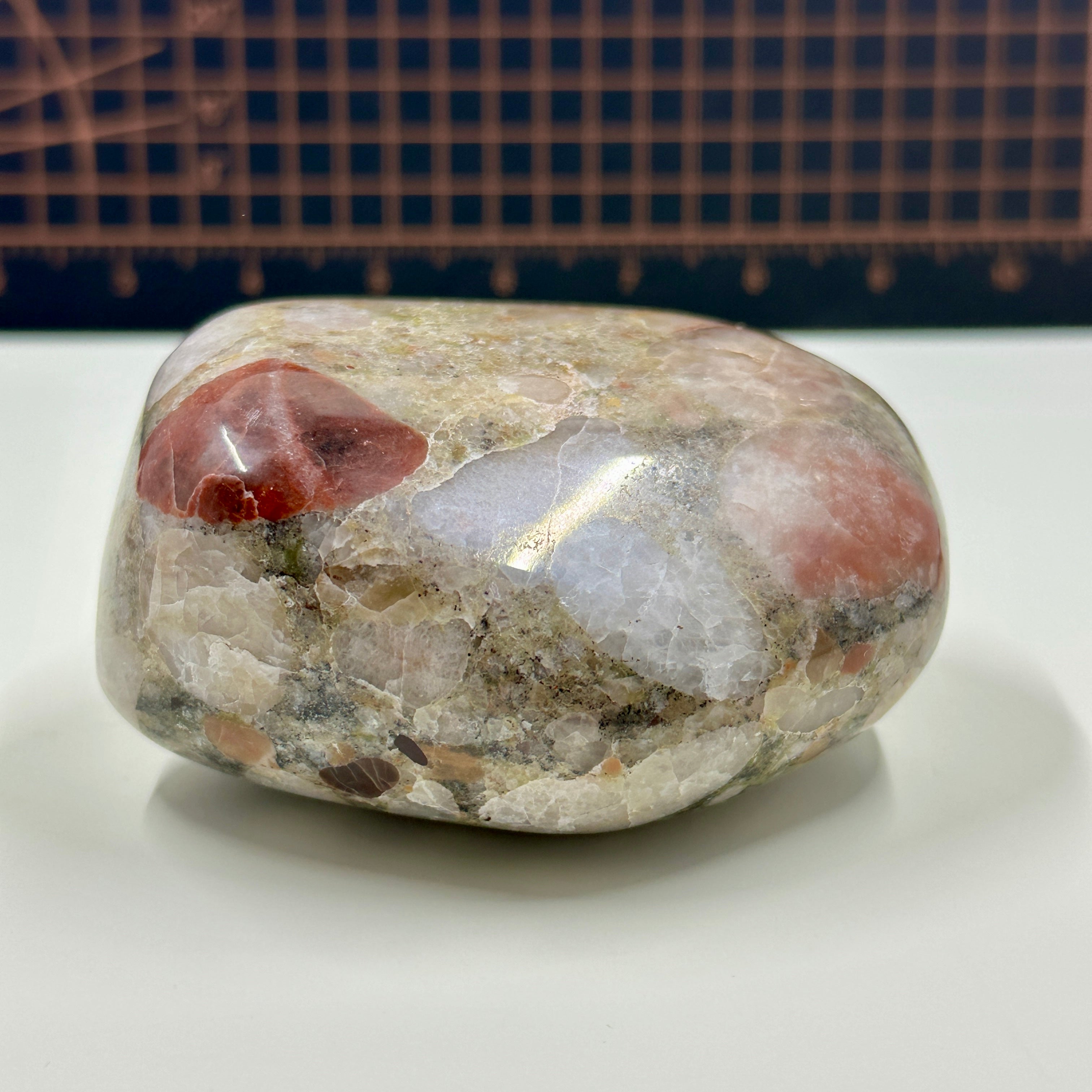 Rare Polished Michigan Pudding Stone - Hematite & Epidote Quartzite Matrix with Feldspar Inclusion 038