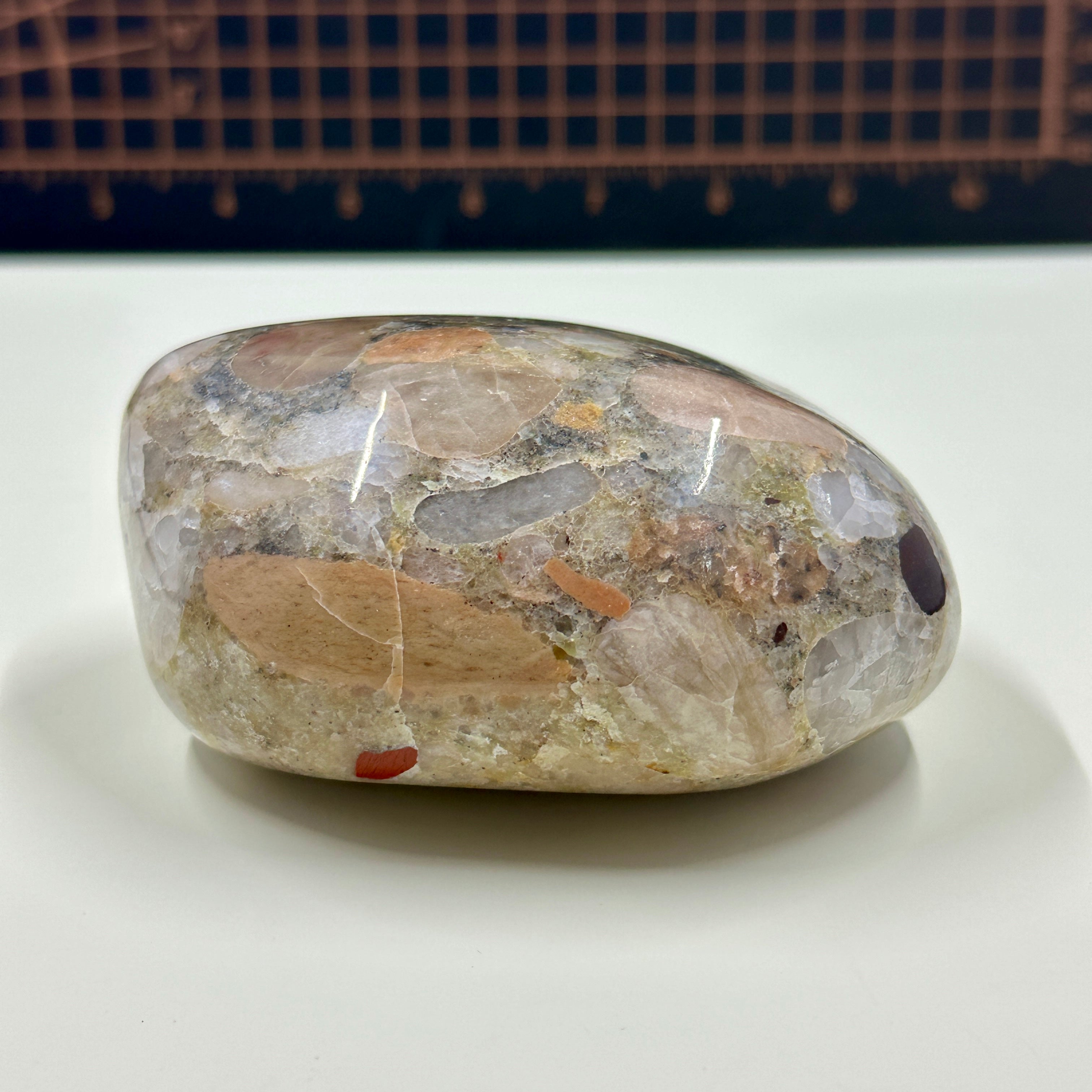 Rare Polished Michigan Pudding Stone - Hematite & Epidote Quartzite Matrix with Feldspar Inclusion 038