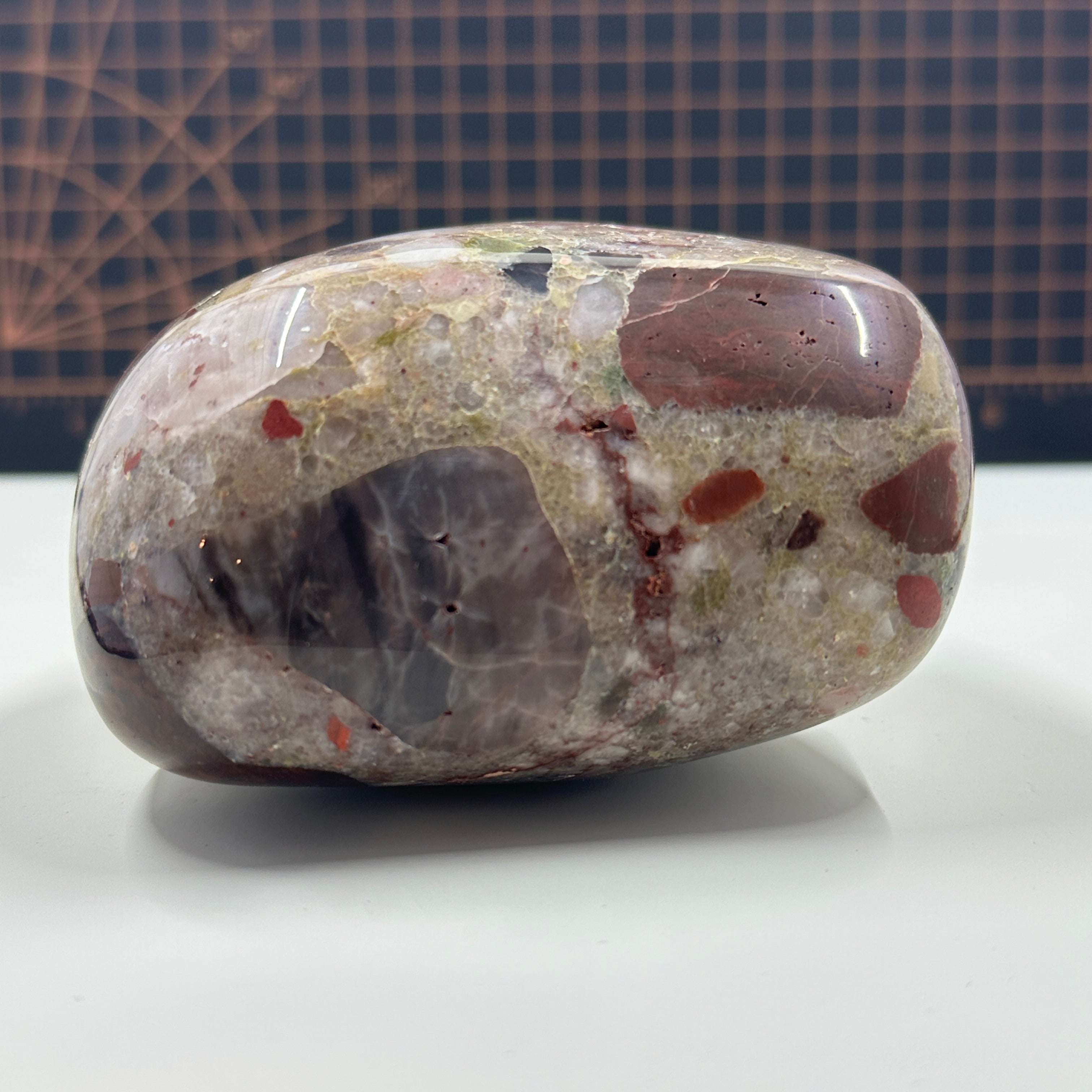Polished Michigan Pudding Stone - Red Jasper, Chert & Quartz (014)