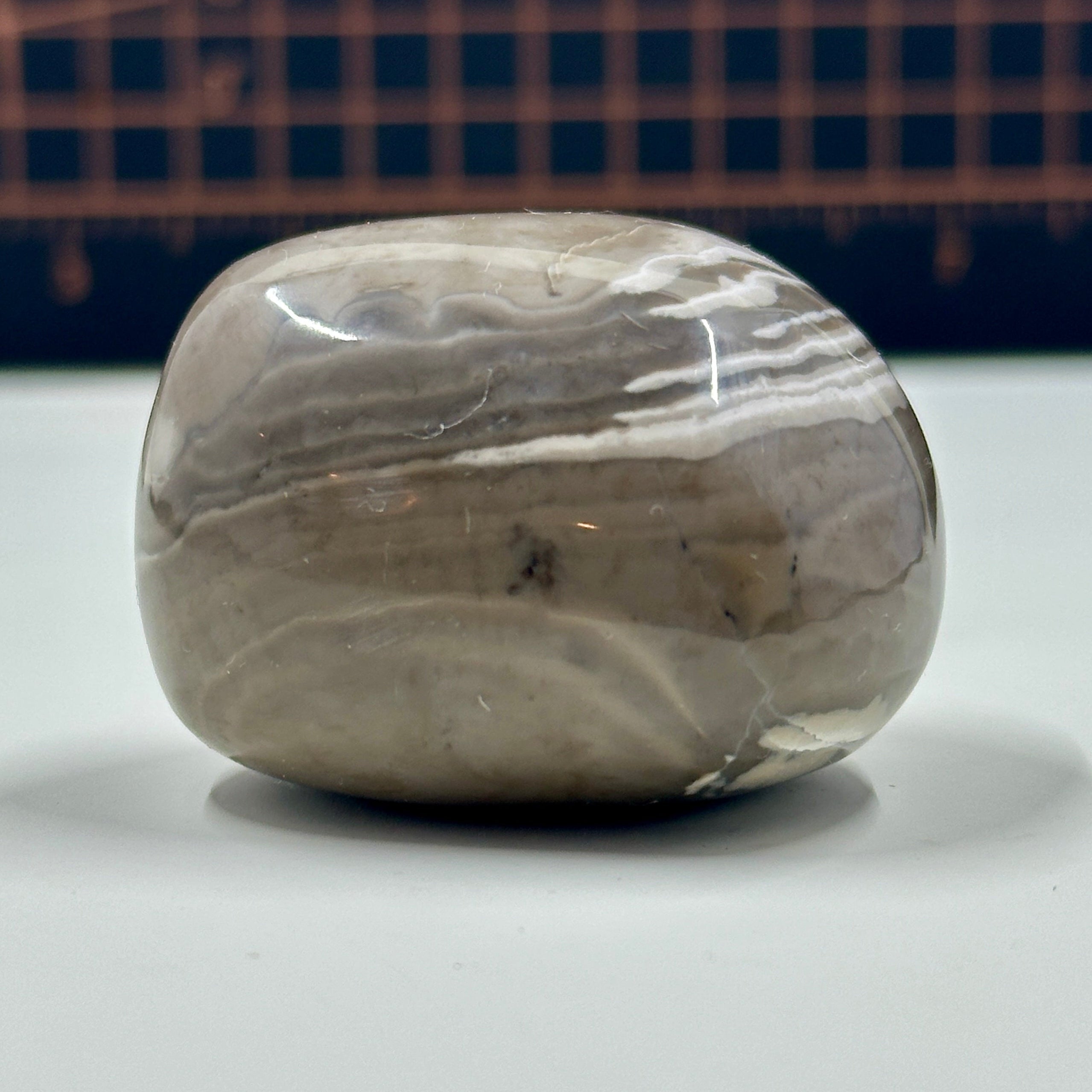 Polished Banded Chert Stone - Mocha and White