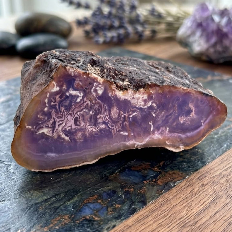 Polished Purple Chalcedony Agate Display Piece